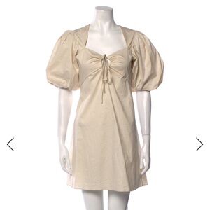 Frame Denim Cream Puff Sleeve Tie-Front Dress